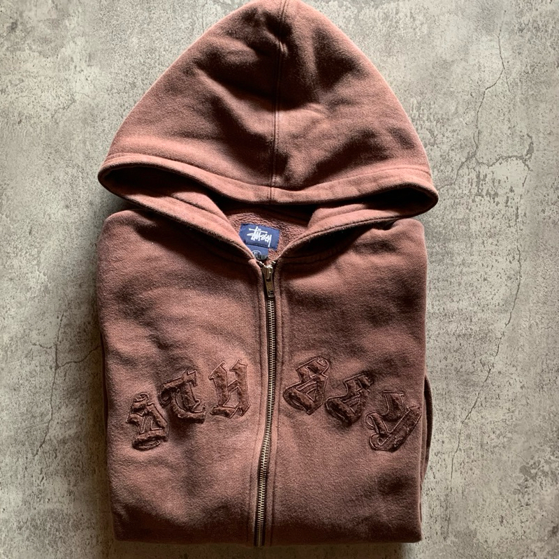 Vtg Stussy Dark Brown Hoodie zipe