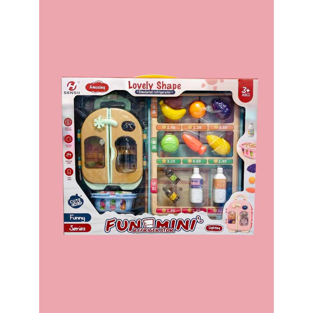 Mainan Anak Lemari Es Tempat Penyimpanan Makanan Dan Minuman Fun Mini Refrigerator