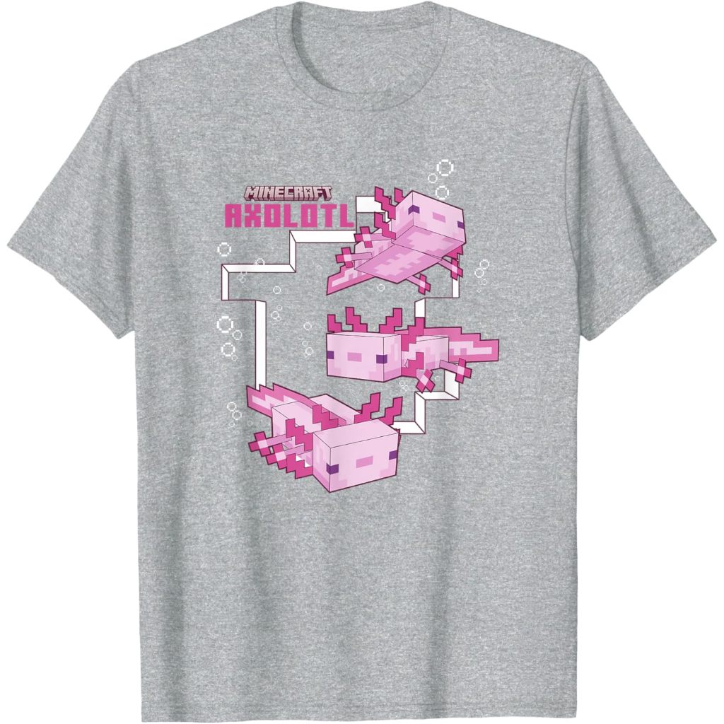 Kaos Baju Anak Laki Perempuan Minecraft Pink Axolotl Pond T-Shirt 1 2 3 4 5 6 7 8 9 10 11 12 Tahun I