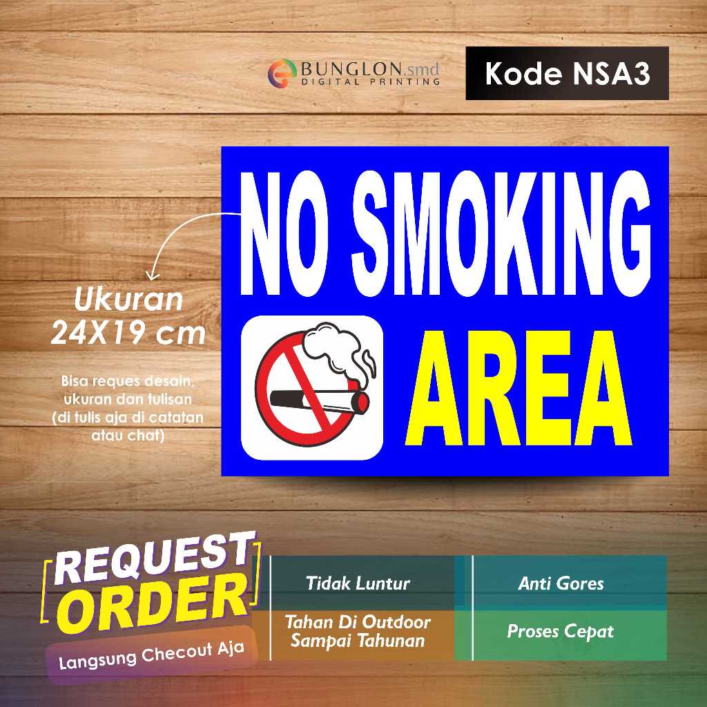 

STIKER NO SMOKING AREA + LAMINASI KODE NSA3 BIRU