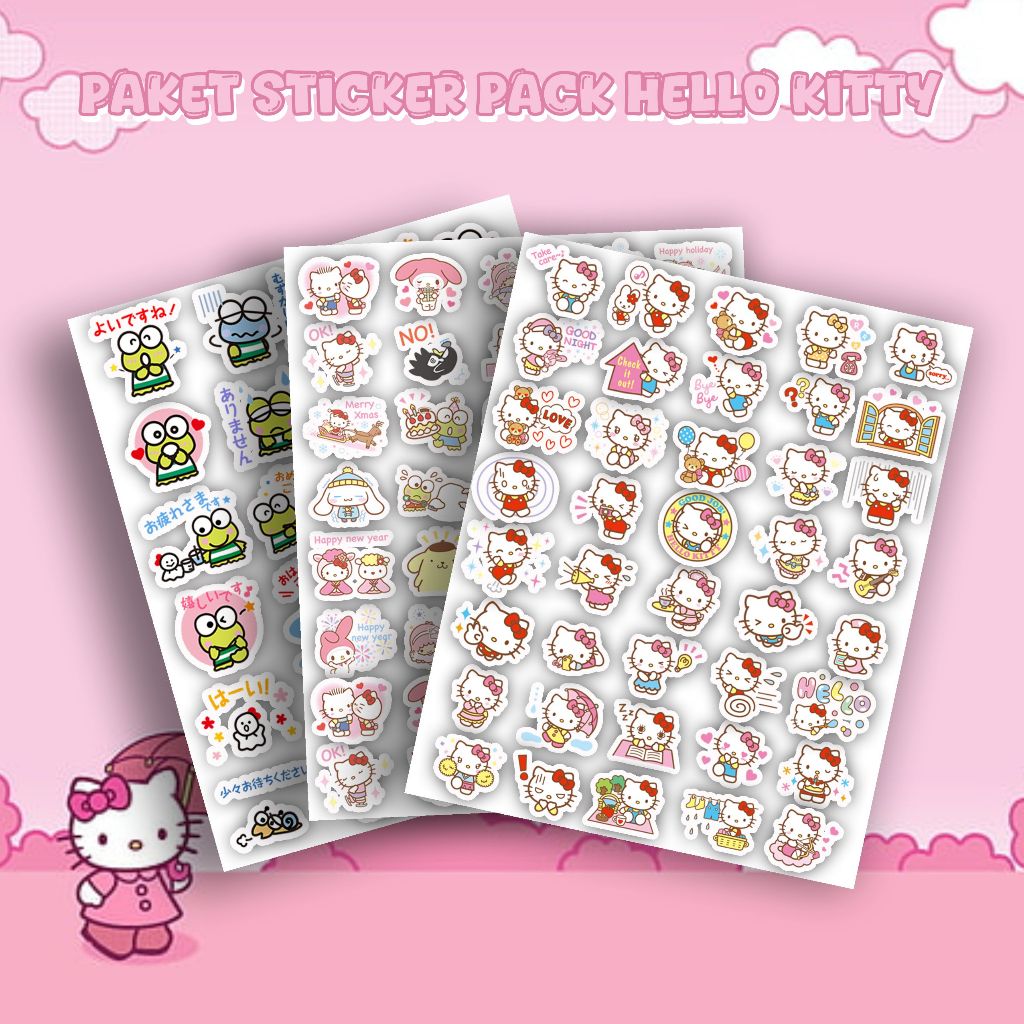 

PROMO SPESIAL Paket Sticker Pack Hello kitty murah stiker buku setiker laptop