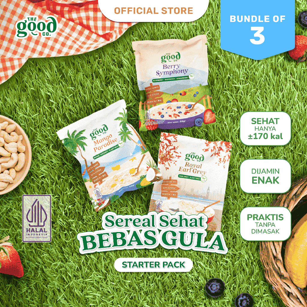 

QH [The Good Co.] Instant Oatmeal Sachet - BUNDLE OF 3 Sarapan Sereal Sehat Bebas Gula Tambahan dan