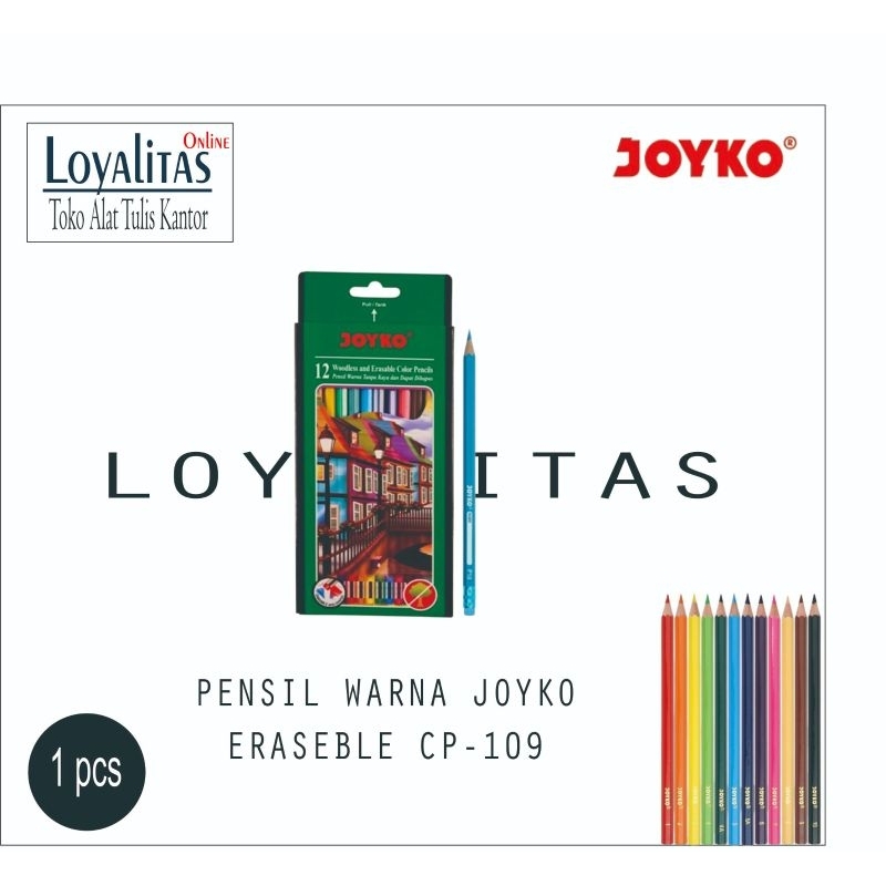 

Pensil warna erasable Joyko panjang 12 warna Cp 109