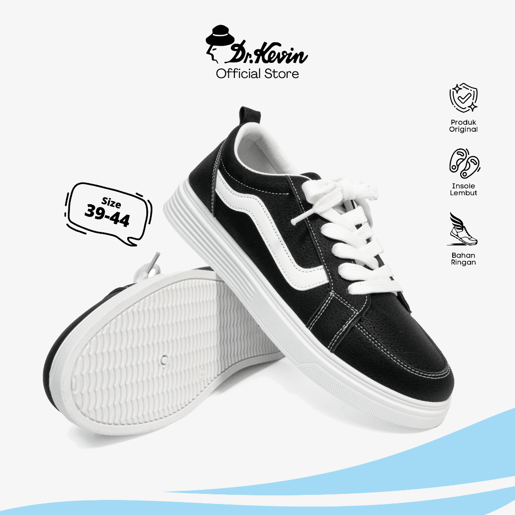 Dr. Kevin Sepatu Sneakers Kasual Pria Kets Seragam Sekolah Kulit 881-009