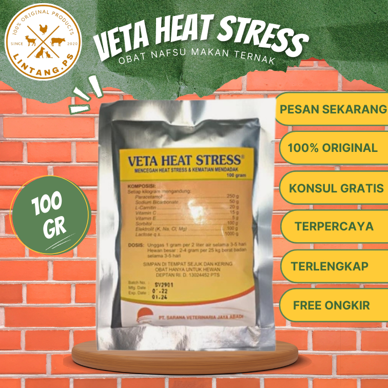 Veta Heat Stress 100 Gr - Obat Nafsu Makan Ayam - Obat nafsu Makan kambing Sapi Domba