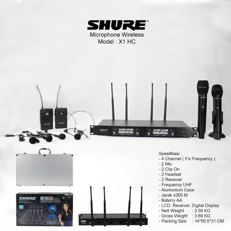 MIC SHURE X-1HC WIRELESS 4CHANEL