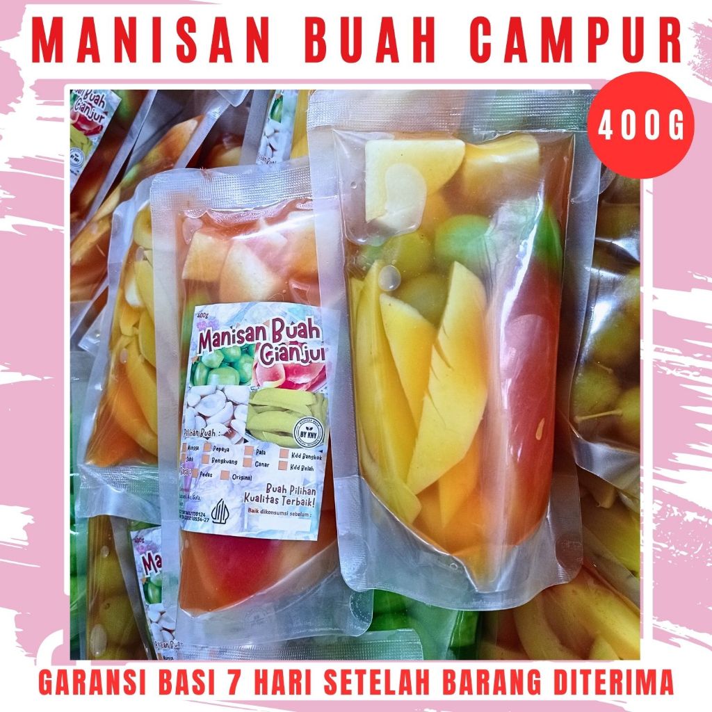 

BY KNY 400g Manisan Buah campur asinan buah mix rujak buah potong camilan buah segar