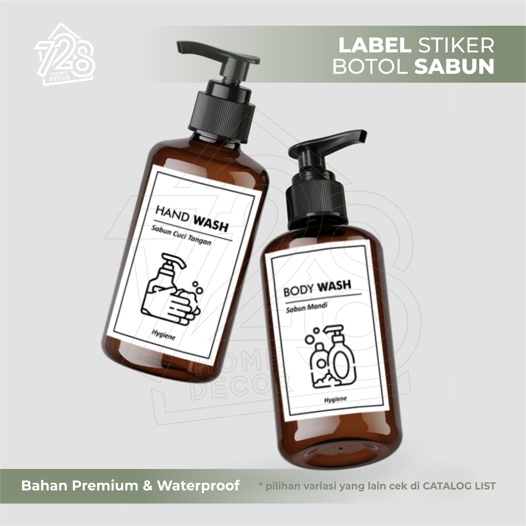 Label Stiker Botol Sabun Best Seller, Anti Air - Waterproof, Desain Hitam Putih Estetik / Stiker Bot