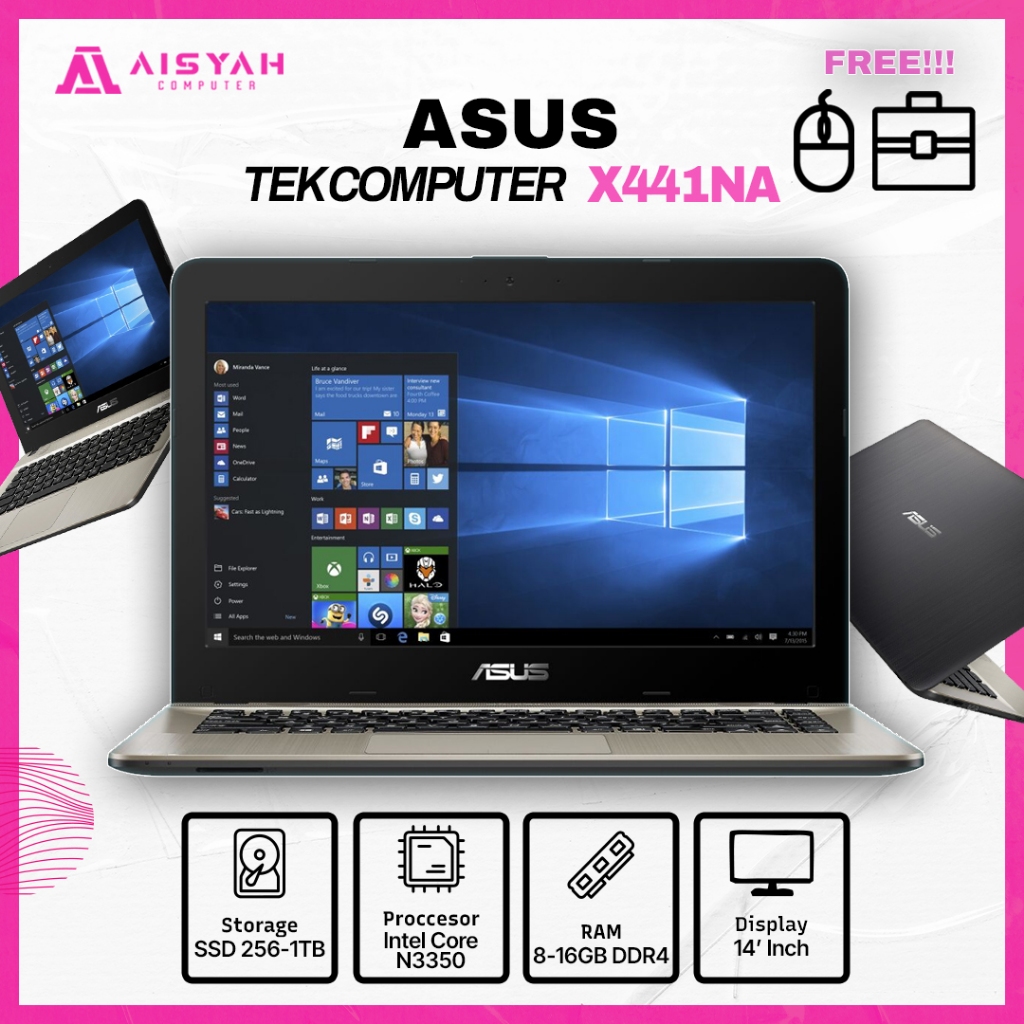 Laptop Asus Tek Computer X441NA / Intel Celeron N3350 / Ram 8GB SSD 256GB / Second Original Murah Be
