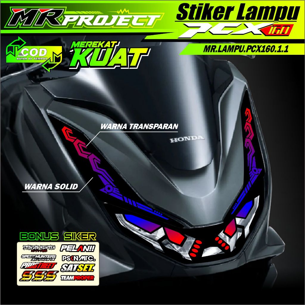 Stiker Variasi Lampu Motor PCX 160 Stiker Lampu Alis PCX 160 TRANSPARAN