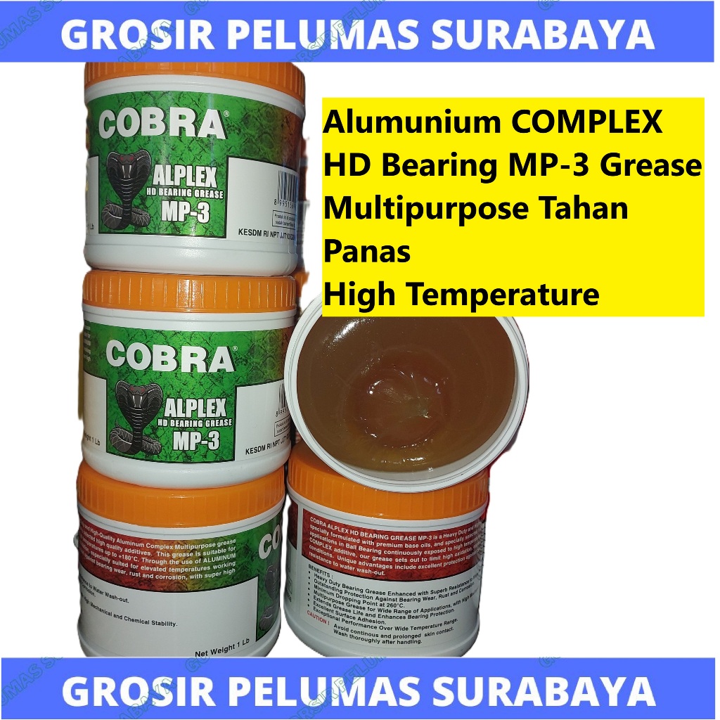 HI Temp Cobra ALPLEX MP-3 - Alumunium Complex grease Gemuk ALPEX  Stempet HD BEaring High Temperatur