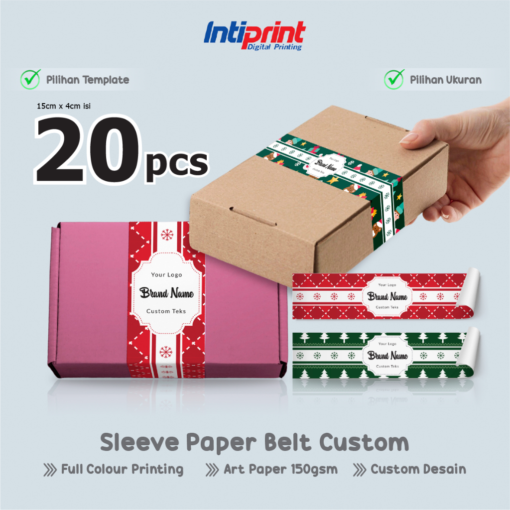 Paper Belt Christmas, Sleeve Paper Belt Natal, Dekorasi Kue dan Hampers Natal