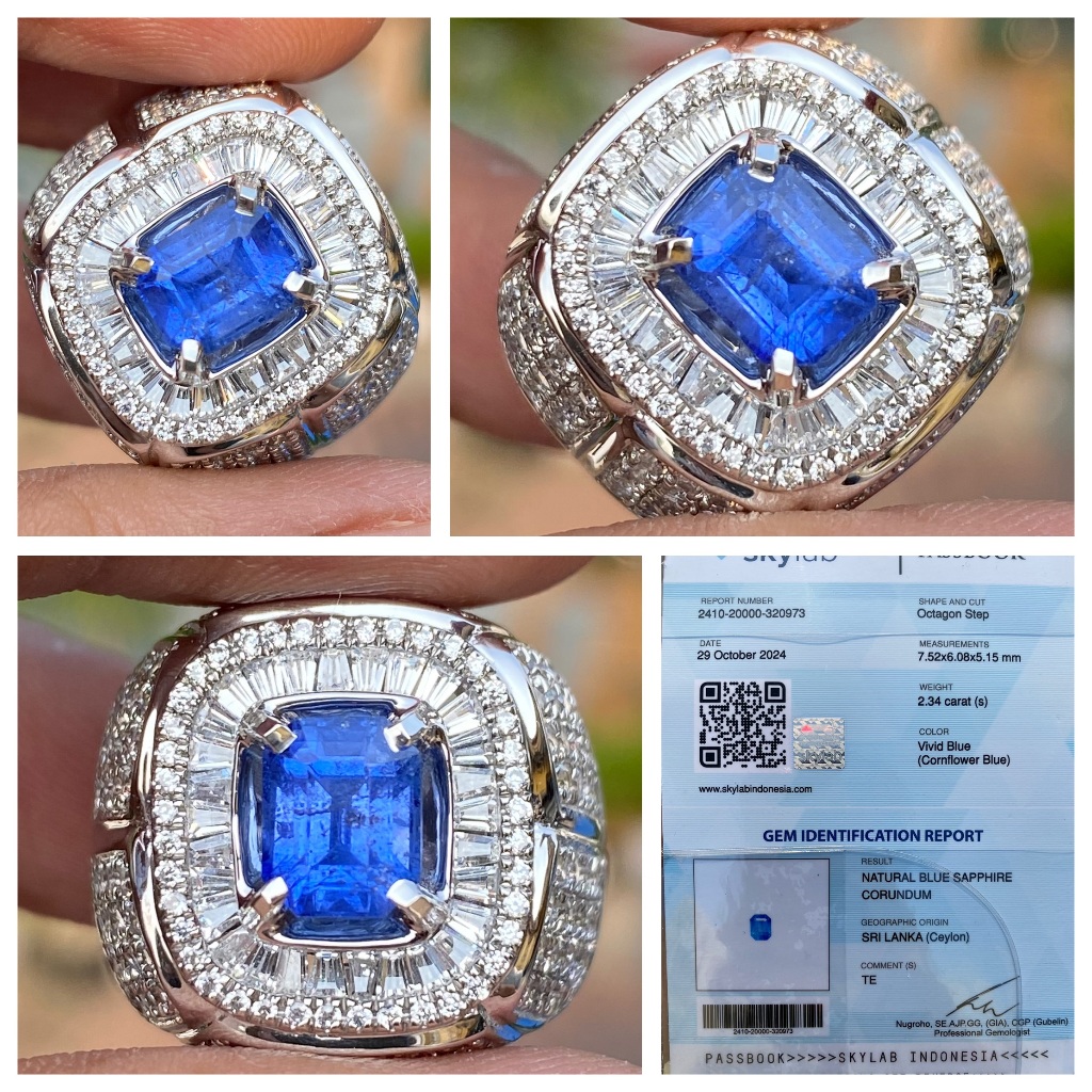 Natural 2.34ct vivid blue cornflower sapphire srilanka ceylon