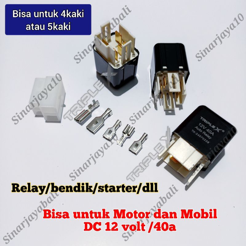bendik stater relay soket starter 4 kaki 5 kaki switch swit motor mobil kotak relay universal