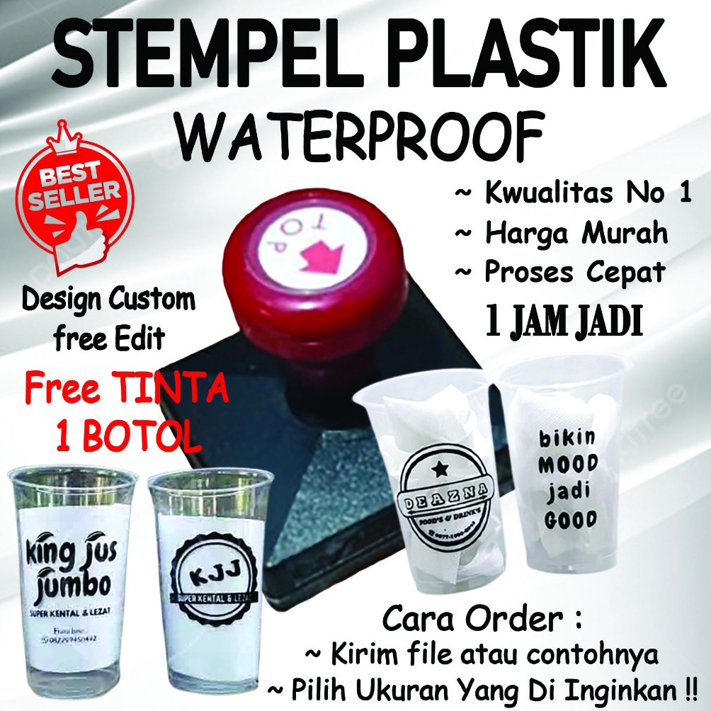 

KODE G7B Stempel Plastik Stempel Gelas Cup Stempel Mika Kaca Kayu Free Tinta Refil 1 Botol 5 ML