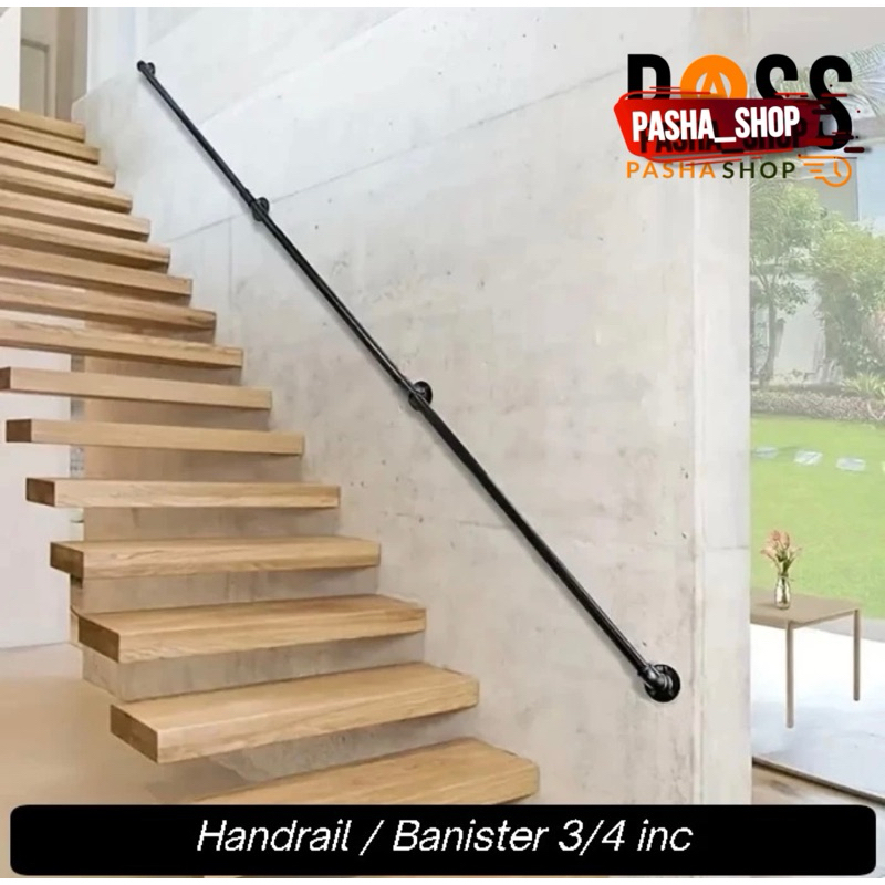 Pegangan tangga industrial - benister tangga 3/4inc - tangga hitam