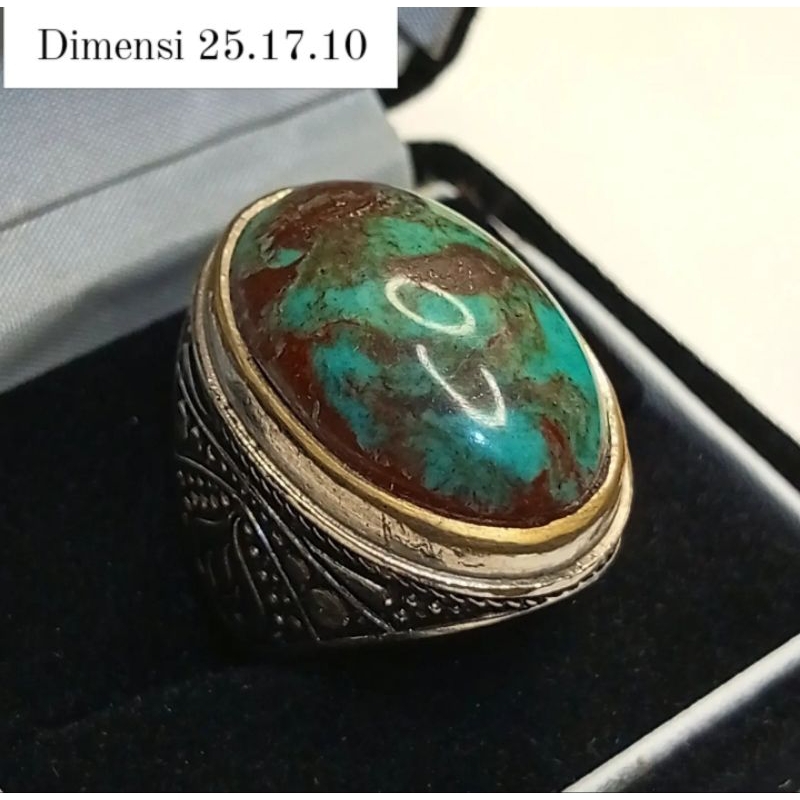 Cincin Pirus Persia Hijau Lawasan Sakral Urat Merah Mumbul