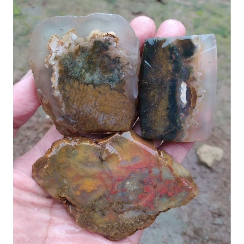 batu akik bahan lempengan pancawarna batu garut lumut cristal borongan hemat