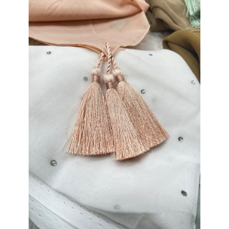 Hijab Segi Empat Paris Payet Tassel Swarovsky || Jilbab Segi Empat Payet