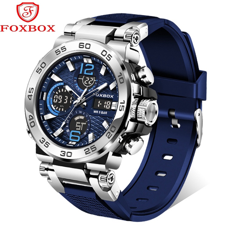 FOXBOX Jam Tangan Untuk Pria LED Tahan Air Olahraga Elektronik Jam Tangan Silikon Jam Tangan LIGE Ja