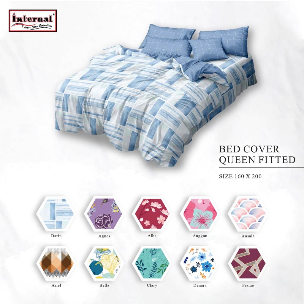 Internal - Bed Cover Set Queen 160x200 Tinggi 25 Fitted "Live"