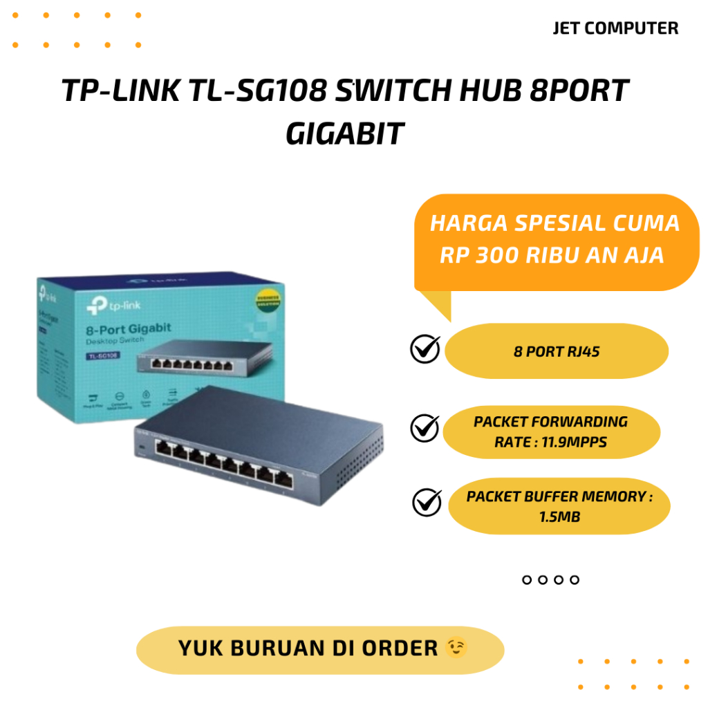 TP-LINK TL-SG108 SWITCH HUB 8PORT GIGABIT TPLINK TL-SG 108 TL SG108