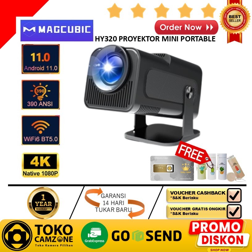 MAGCUBIC HY320 Proyektor Mini Portable Android 11 WiFi Bluetooth 1080P - HY320