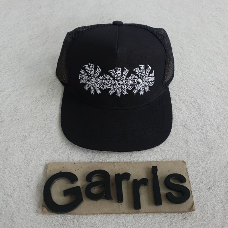 FUCKING AWESOME THREE SPIRAL TRUCKER HAT - BLACK