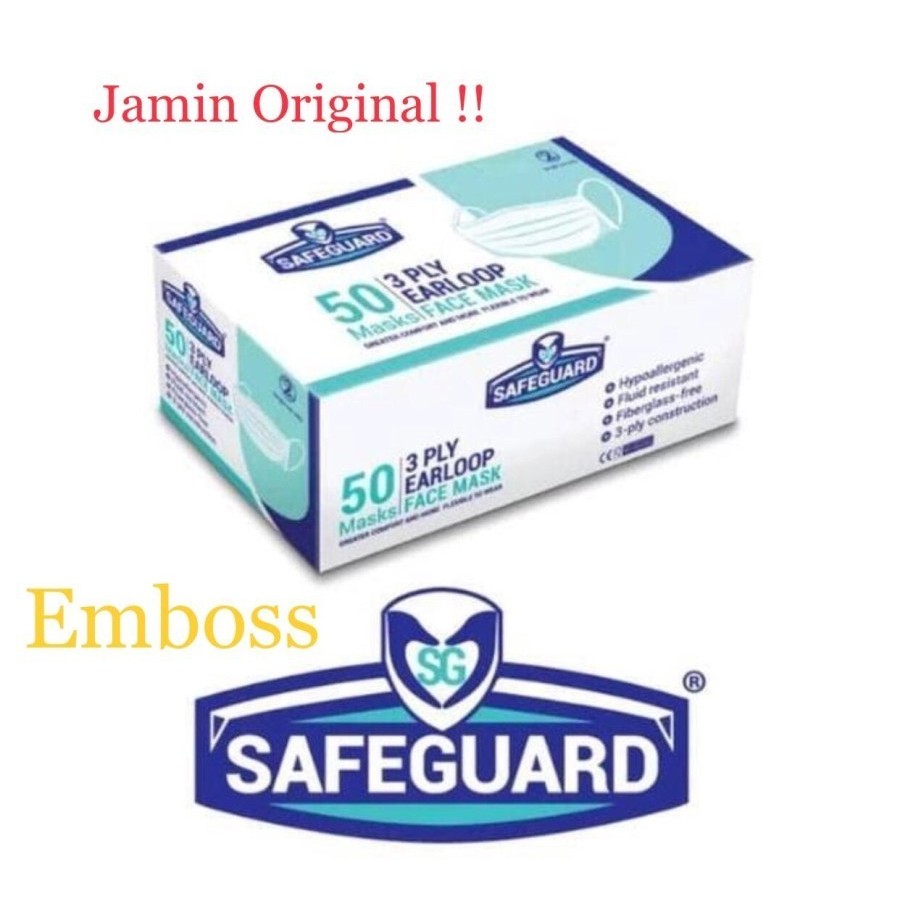 Masker SAFEGUARD by SENSI Mask 3 Ply bukan Duckbill Convex isi 50 pcs