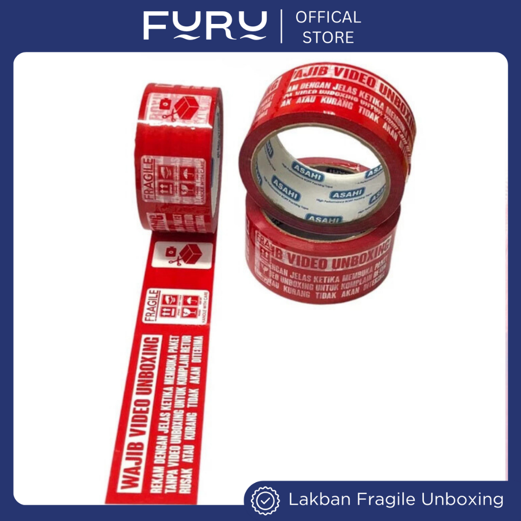 

FURU Lakban Video Unboxing Fragile Mudah Pecah 45mm x 50m Merah