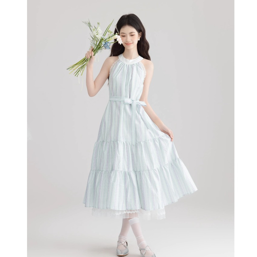 Gaun Pantai wanita Bahan Premium Maxi Dress Tanpa Lengan Import Korea