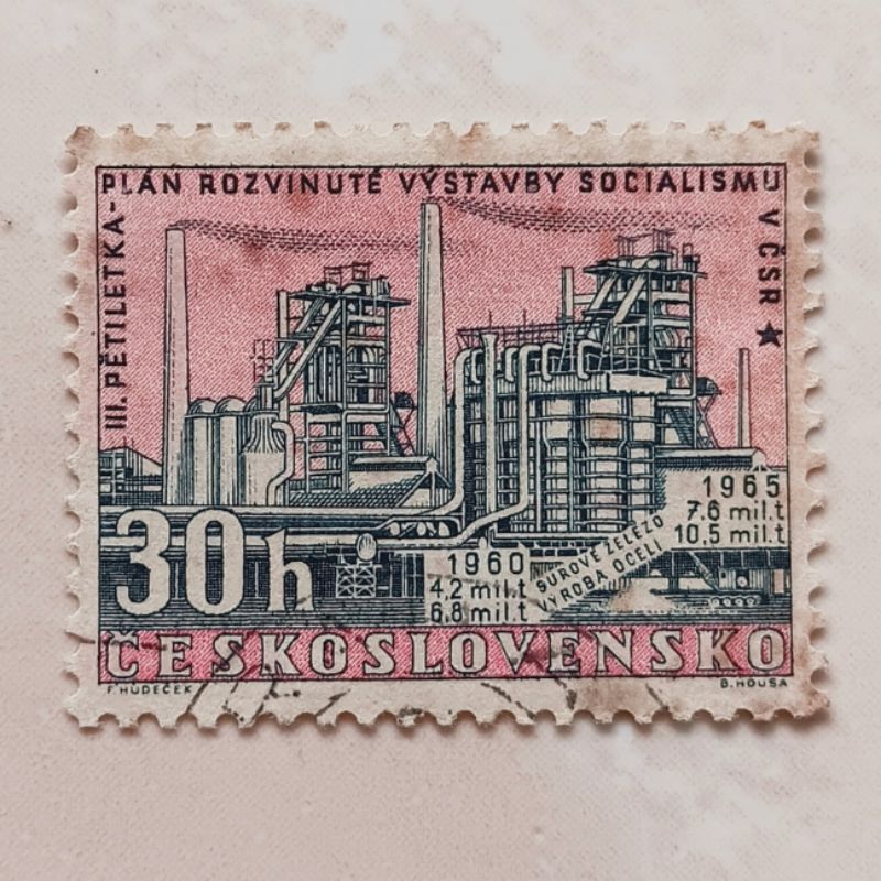 

(AA) Perangko Cekoslowakia 1960 3rd Five-Year Plan - Klement Gottwald Iron Works, Kuncice 30 haléř Used