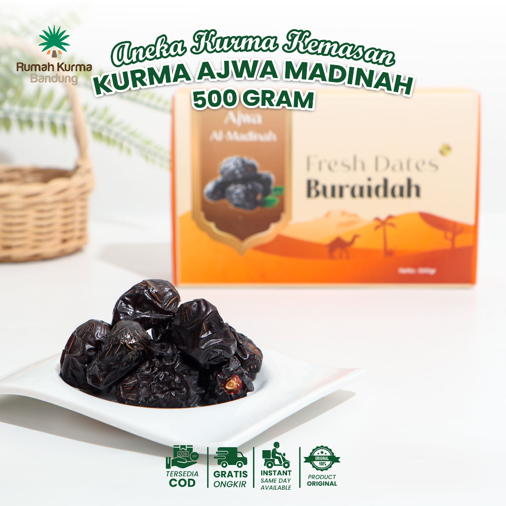 

Kurma Ajwa Buraidah Madinah Original 500 gr Ajwa Organik Medium Kurma Nabi