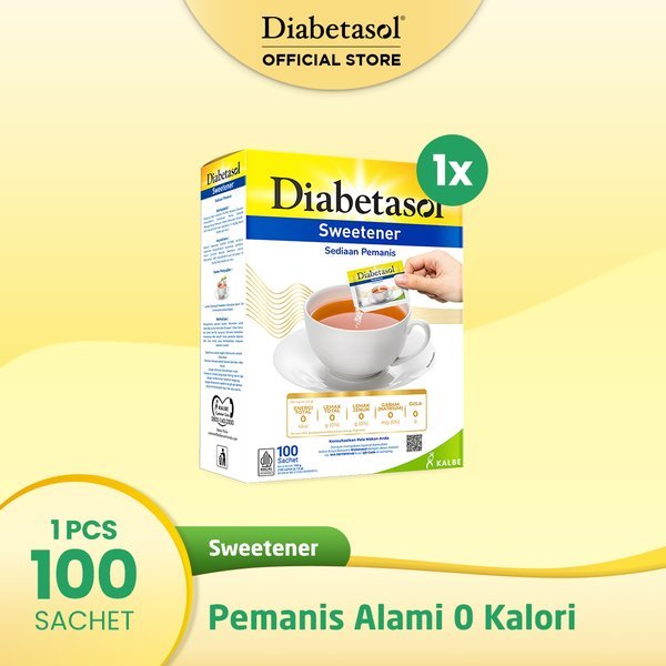 

DIABETASOL SWEETENER isi 100 sachets / Gula Diabet/ Gula Rendah Kalori