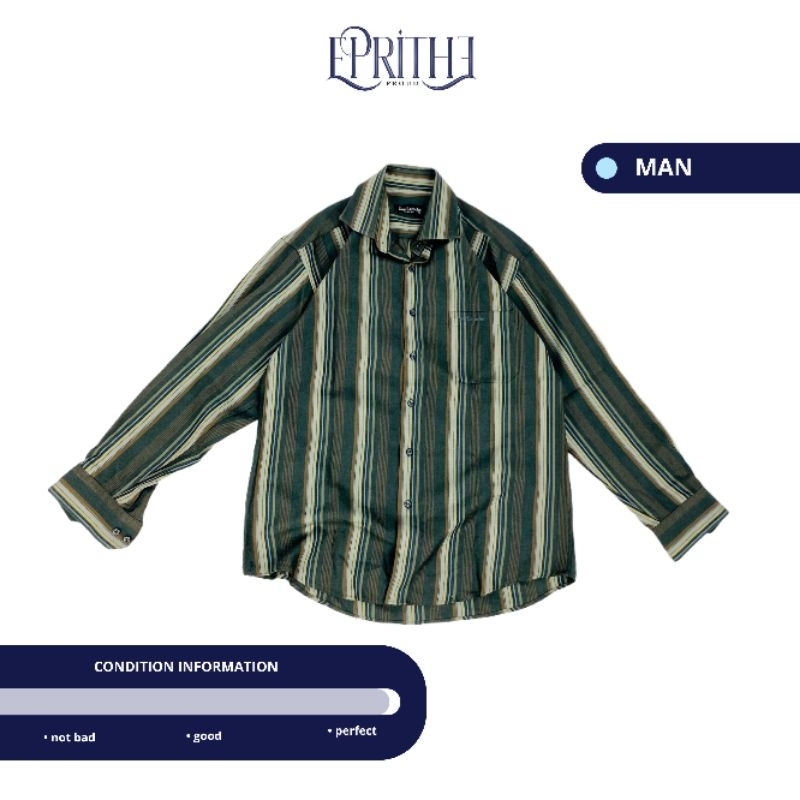 GUY LAROCHE HOMME KEMEJA PRIA vintage kemeja pria motif garis