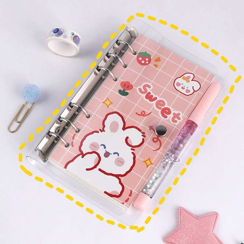 

KKGOOD Buku Catatan Notebook Binder Loose Leaf PVC A6 Cute Rabbit Pink