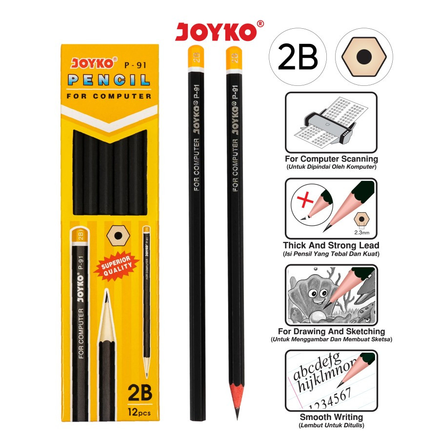 

Pencil Pensil Joyko P-91 Hitam 2B 1 Box 12 Pcs