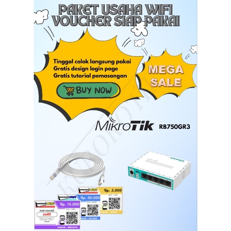 Mikrotik RB750Gr3 Paket Usaha Wifi Voucher Full Setting Tinggal Pakai
