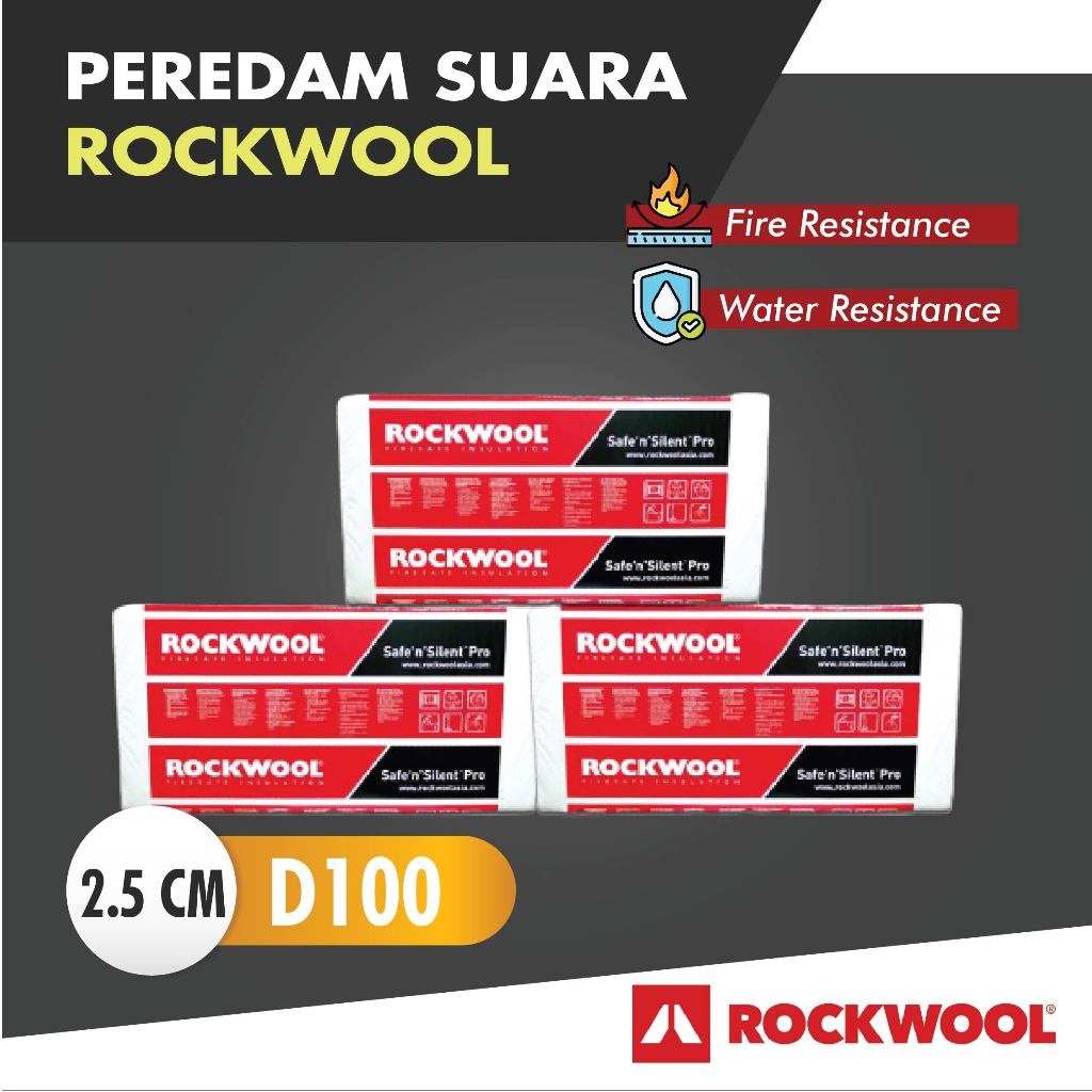 Rockwool D100 2,5cm / Peredam Ruangan / Busa Peredam Suara / Rokwol
