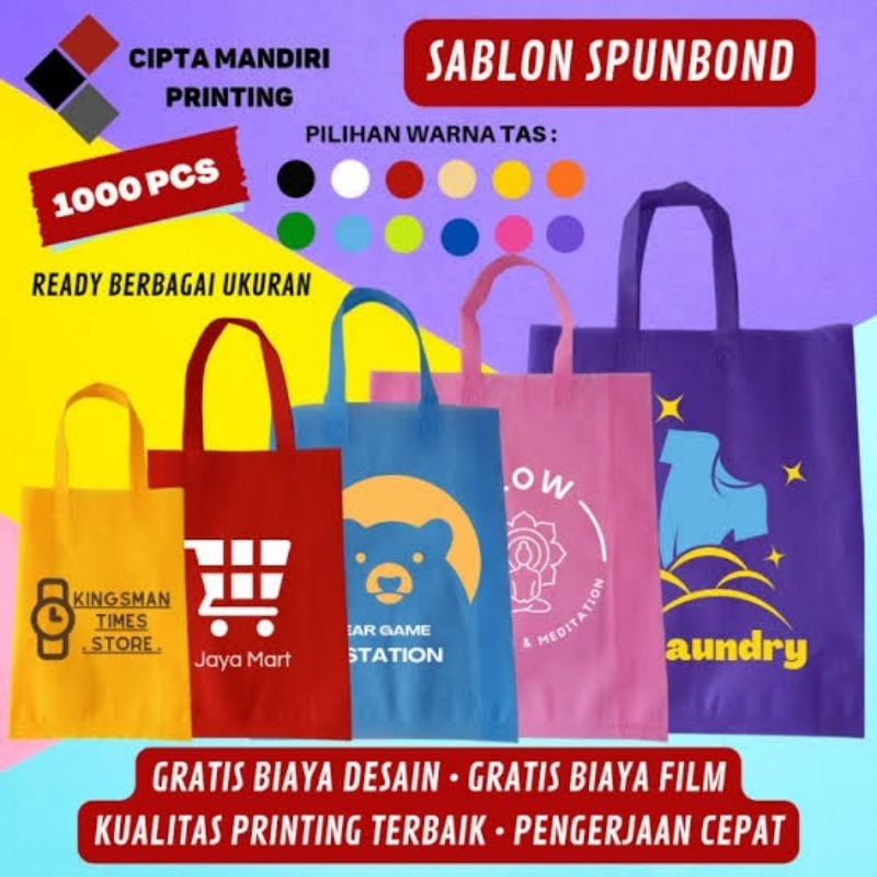 

Goodie Bag Sablon Custom Tas Spunbond Custem Harga Per 1 Pcs+Sablon