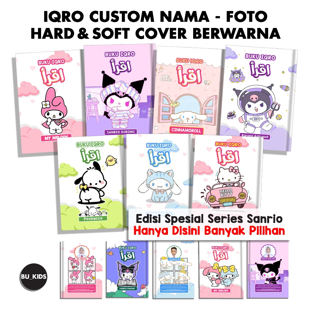 Iqro Anak Berwarna Custom Tulis Nama & Foto Iqra Custom Hard Cover Anak Laki-Laki