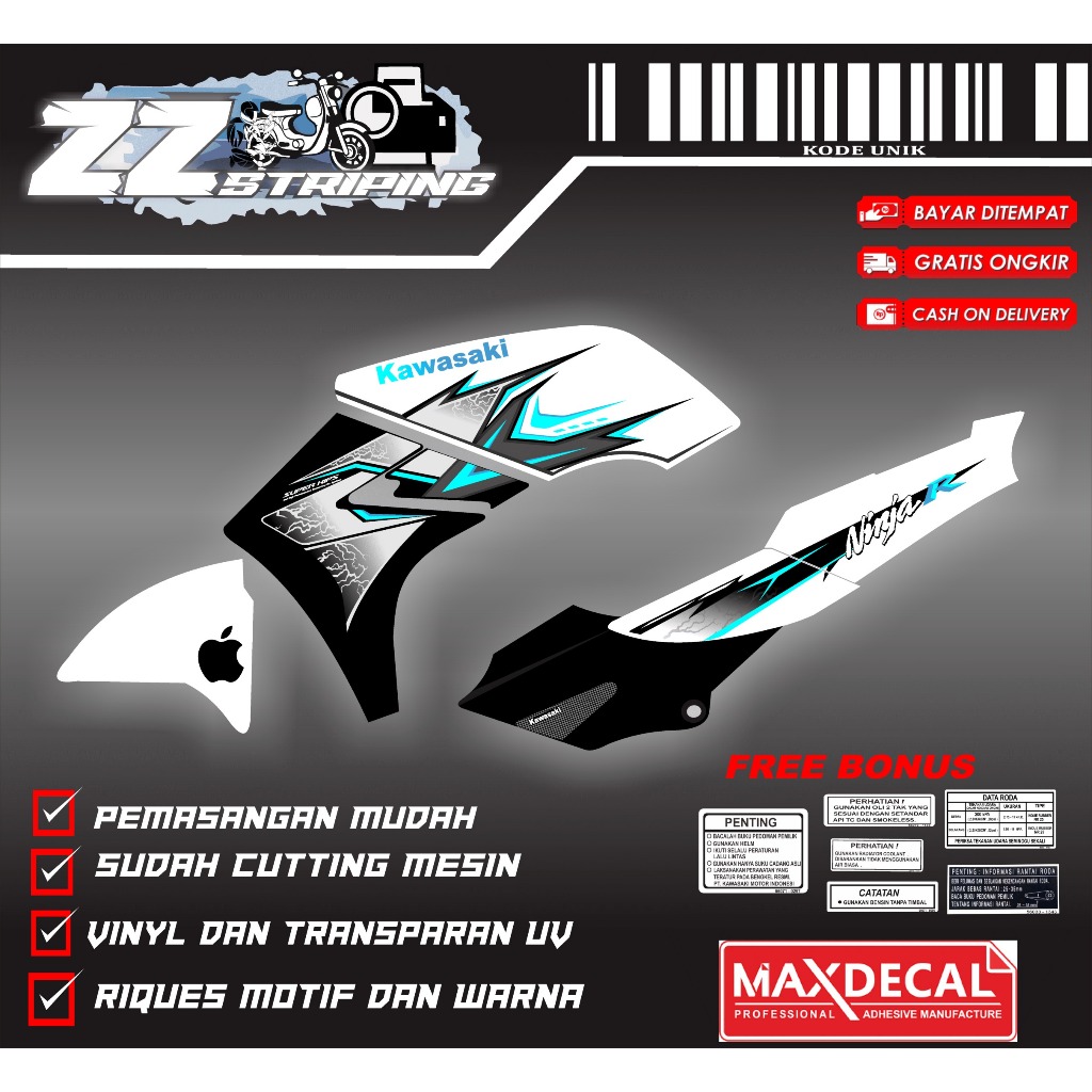 STRIPING VARIASI MOTOR NINJA R (BISA REQUEST)