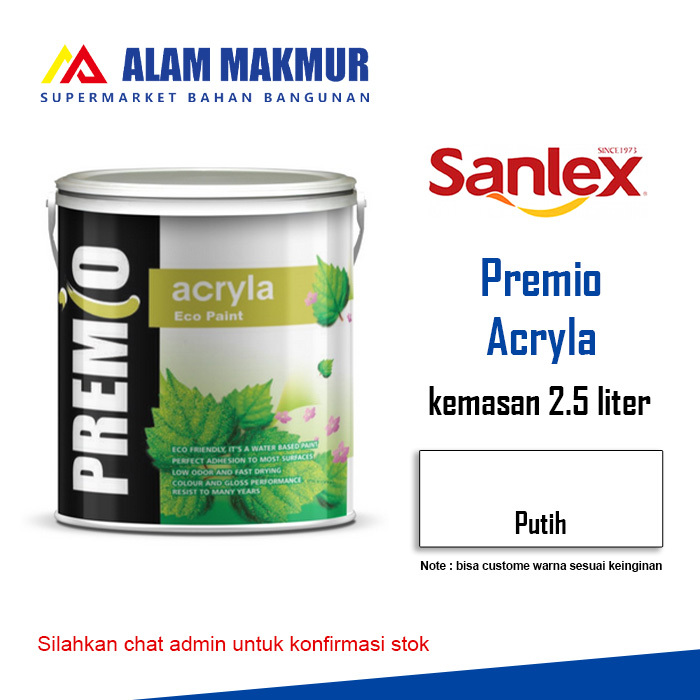 Cat Tembok ECO PAINT Premio ACRYLA Cat Dinding Gloss warna putih (2.5 liter)
