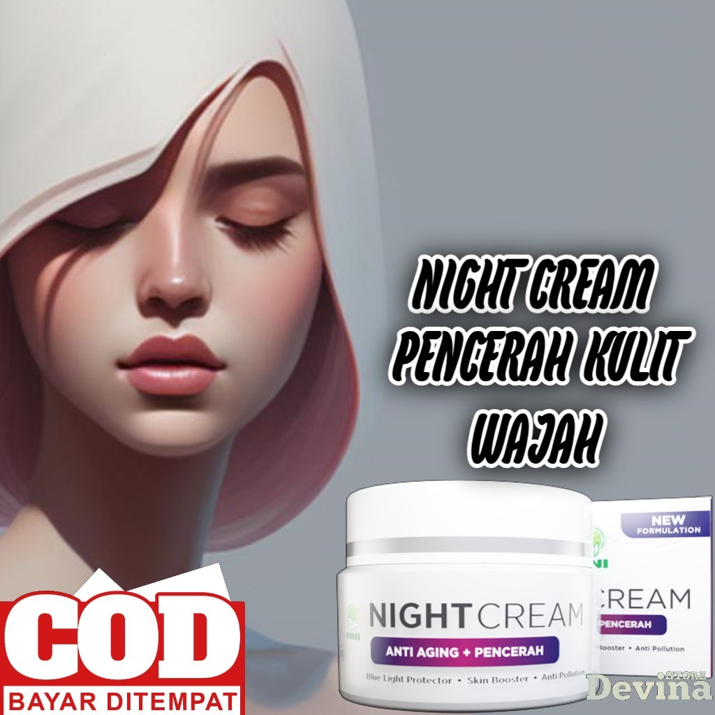 Beauty Night Cream HNI HPAI Pencerah Kulit Wajah Herbal Alami | Krim Malam Perawat Wajah Glowing