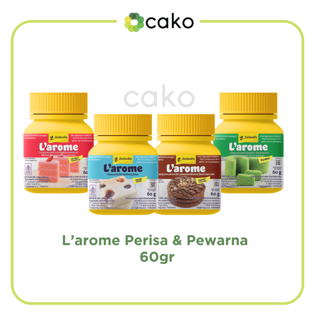 

L'arome Zeelandia Perisa & Pasta Makanan 60gr / Vanilla Susu, Strawberry, Coklat, Pandan, Vanilla