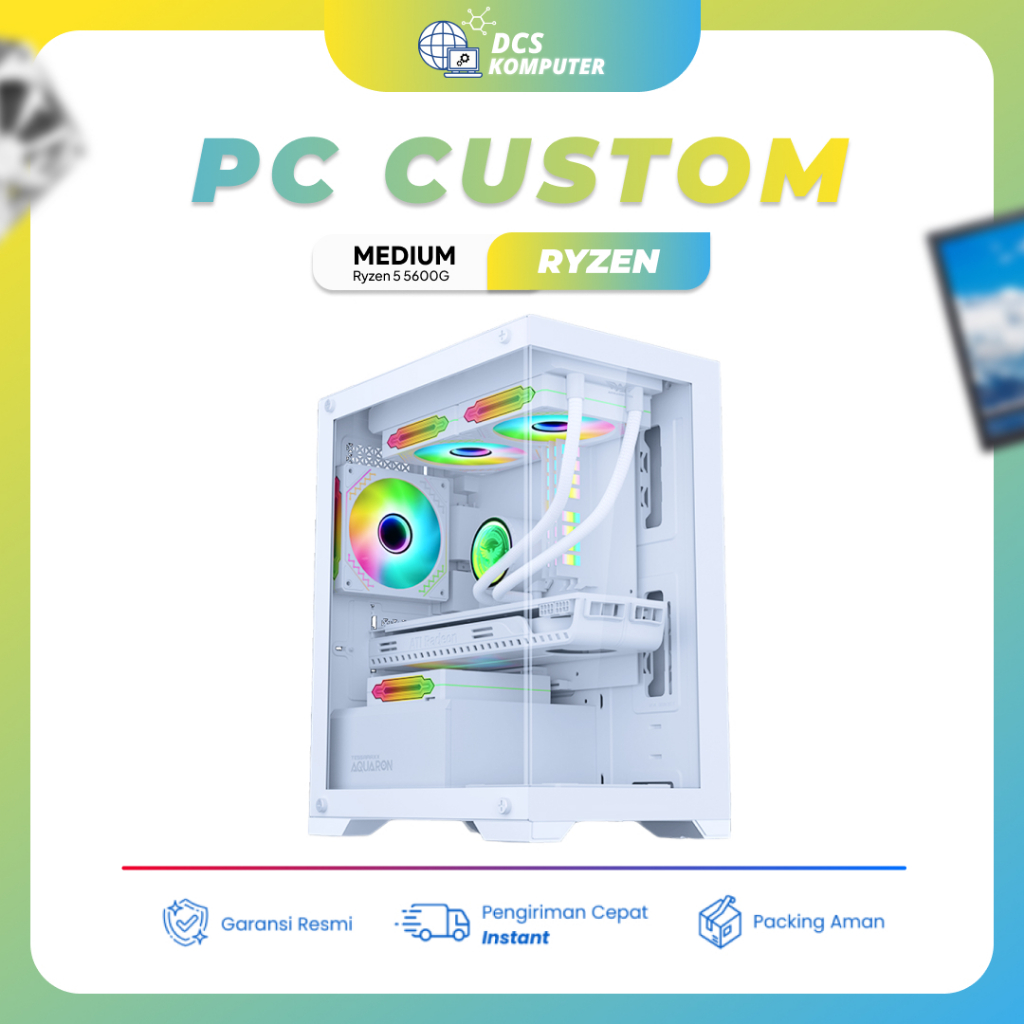 PC GAMING MURAH RYZEN 5 5600G VGA RX580 SSD256GB HDD500GB
