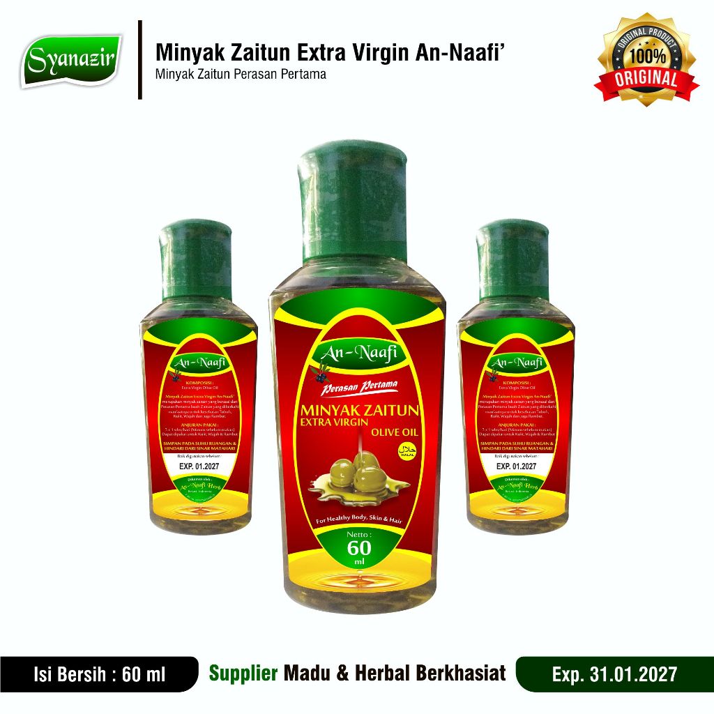 

Minyak Zaitun Extra Virgin An-Naafi 60 ml