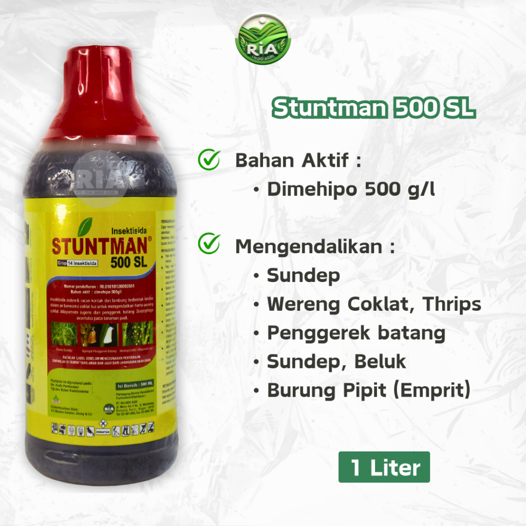 Insektisida Stuntman 500SL 1 liter 1000ml Kuat Kendalikan Hama Sundep Beluk Usir Burung Pipit