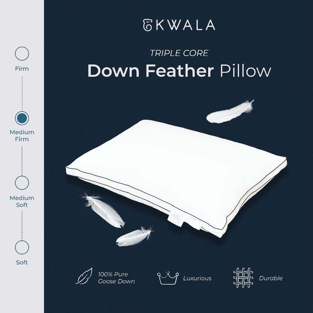 KWALA Triple Core Down Feather Pillow 100% Bulu Angsa | Bantal Bulu Angsa | Bantal Hotel | Bantal Pr