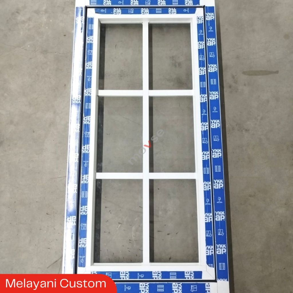 YKK ap Window: Jendela Aluminium 50 x 100 cm Putih + Ornament Putih / Hitam